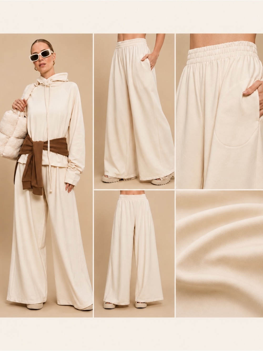 Norma Kamali Boyfriend Elephant Sweatpant Cream Small New